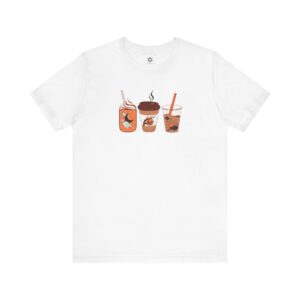 Coffee Cups T-Shirt, Cute Unisex Tee for Coffee Lovers, Fall Girls & Brew Babes ☕🍁