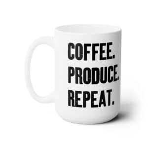 Coffee. Produce. Repeat. Mug, Gift for Music Producers, Filmmakers & Creative Hustlers ☕🎶🎬