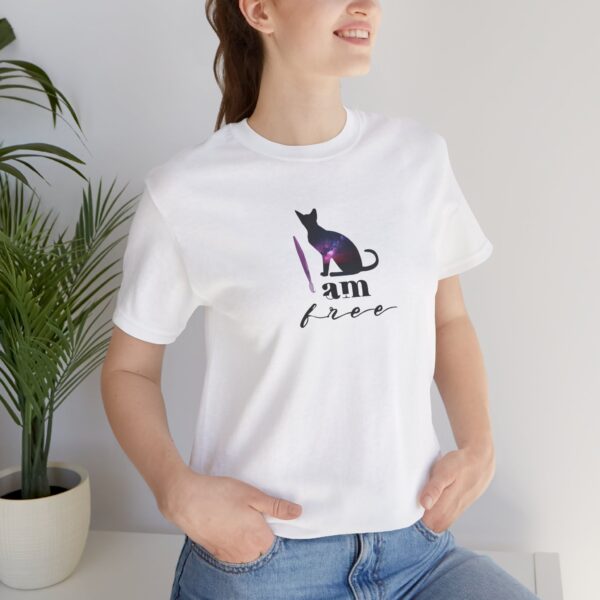 I Am Free Tee, Cosmic Cat, Bold Spirit, Unisex Affirmation Shirt for Dreamers & Rebels - Image 4