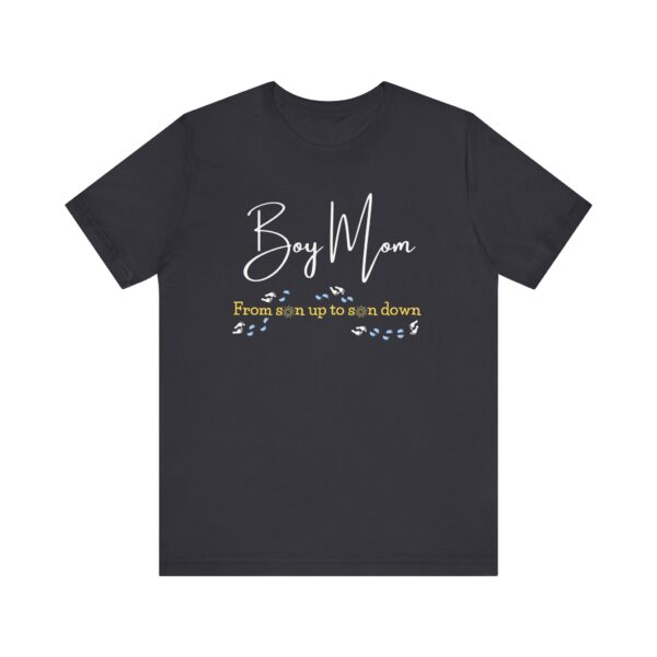 Boy Mom T-Shirt – “From Son Up to Son Down” Cute Baby Footprint Graphic, Gift for Moms of Boys - Image 7