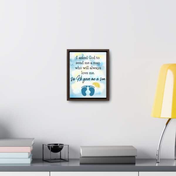 “I Asked God to Send Me a Man” Framed Print, Sentimental Gift for Boy Moms, Baby Showers & Mother’s Day 💙👣🙏 - Image 4