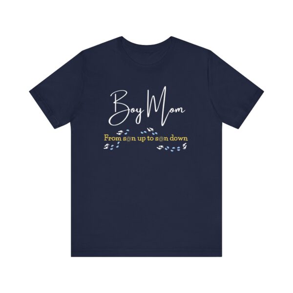 Boy Mom T-Shirt – “From Son Up to Son Down” Cute Baby Footprint Graphic, Gift for Moms of Boys - Image 6