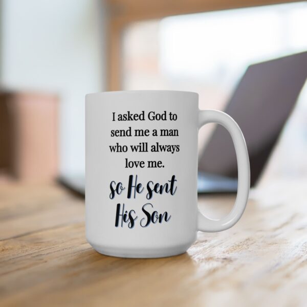So He Sent His Son Mug, Christian Gift for Women of Faith, Inspirational Morning Reminder - Image 4