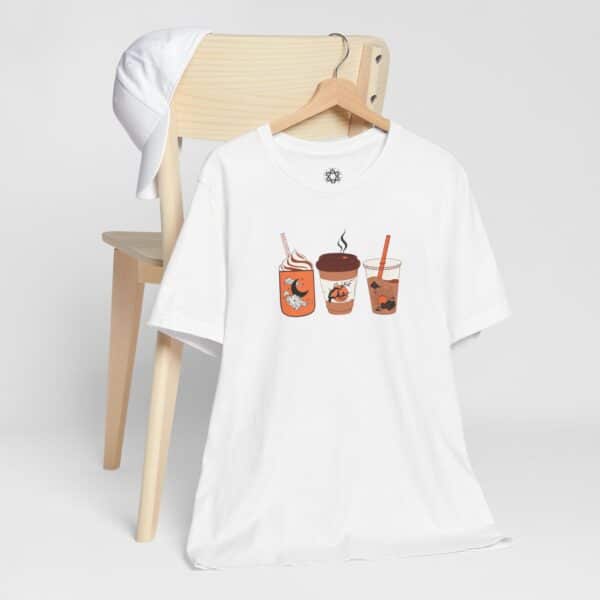 Coffee Cups T-Shirt, Cute Unisex Tee for Coffee Lovers, Fall Girls & Brew Babes ☕🍁 - Image 3