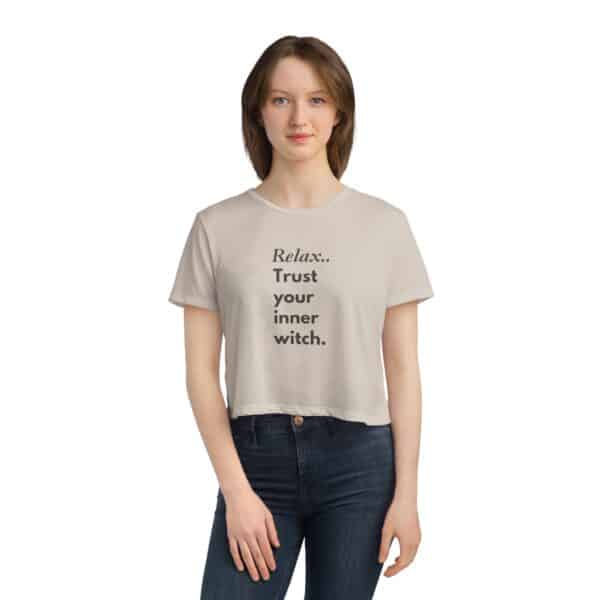 "Relax… Trust Your Inner Witch" Flowy Crop Tee - Mystical Feminine Empowerment Top - Image 7