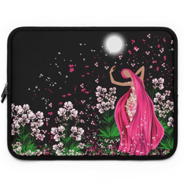 Full Moon Goddess Laptop Sleeve | Mystical Floral Art for Manifestation, Creative Flow - Image 2