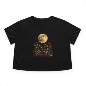 Full Moon & Wildflowers Flowy Crop Tee – Soft Witch Energy, All Day Comfort