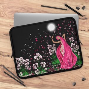 Full Moon Goddess Laptop Sleeve | Mystical Floral Art for Manifestation, Creative Flow
